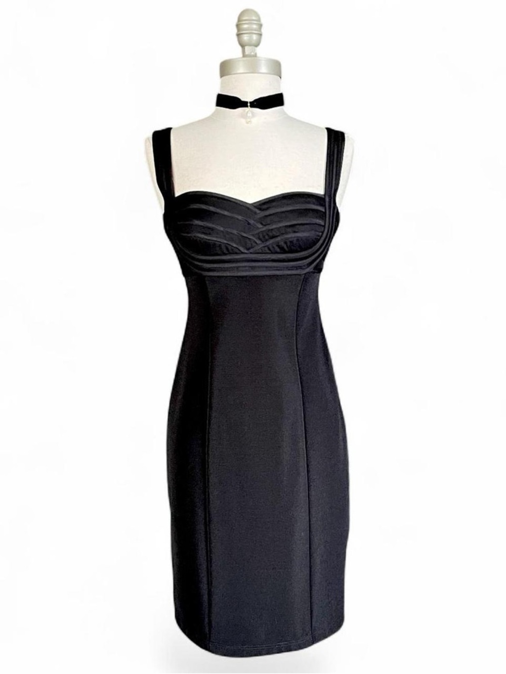 JS Collections Black Sleeveless Mini Sheath Dress